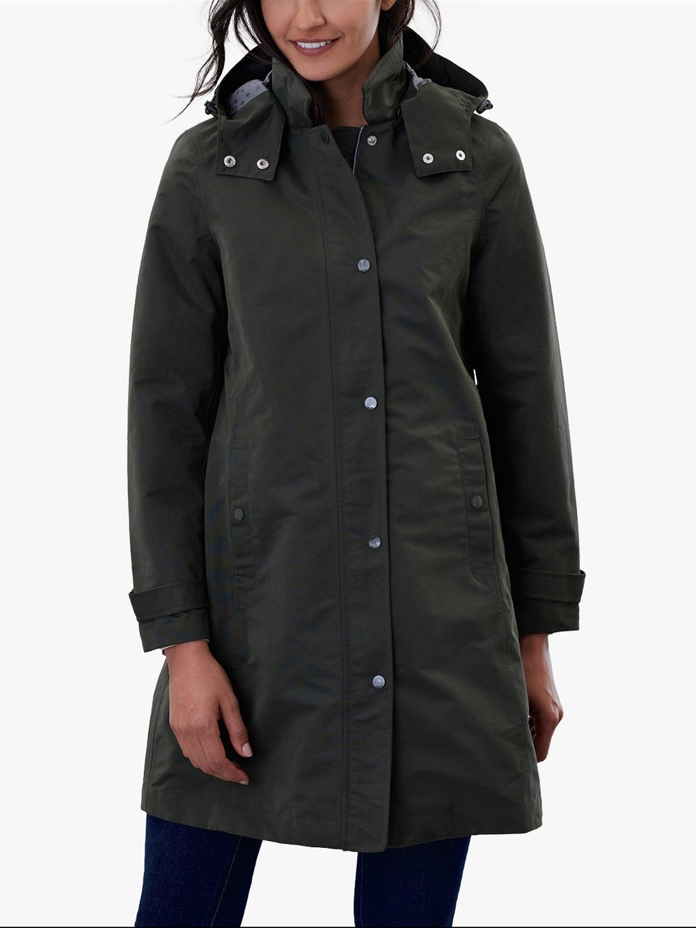 Joules Olive Hooded Long Trench Coat